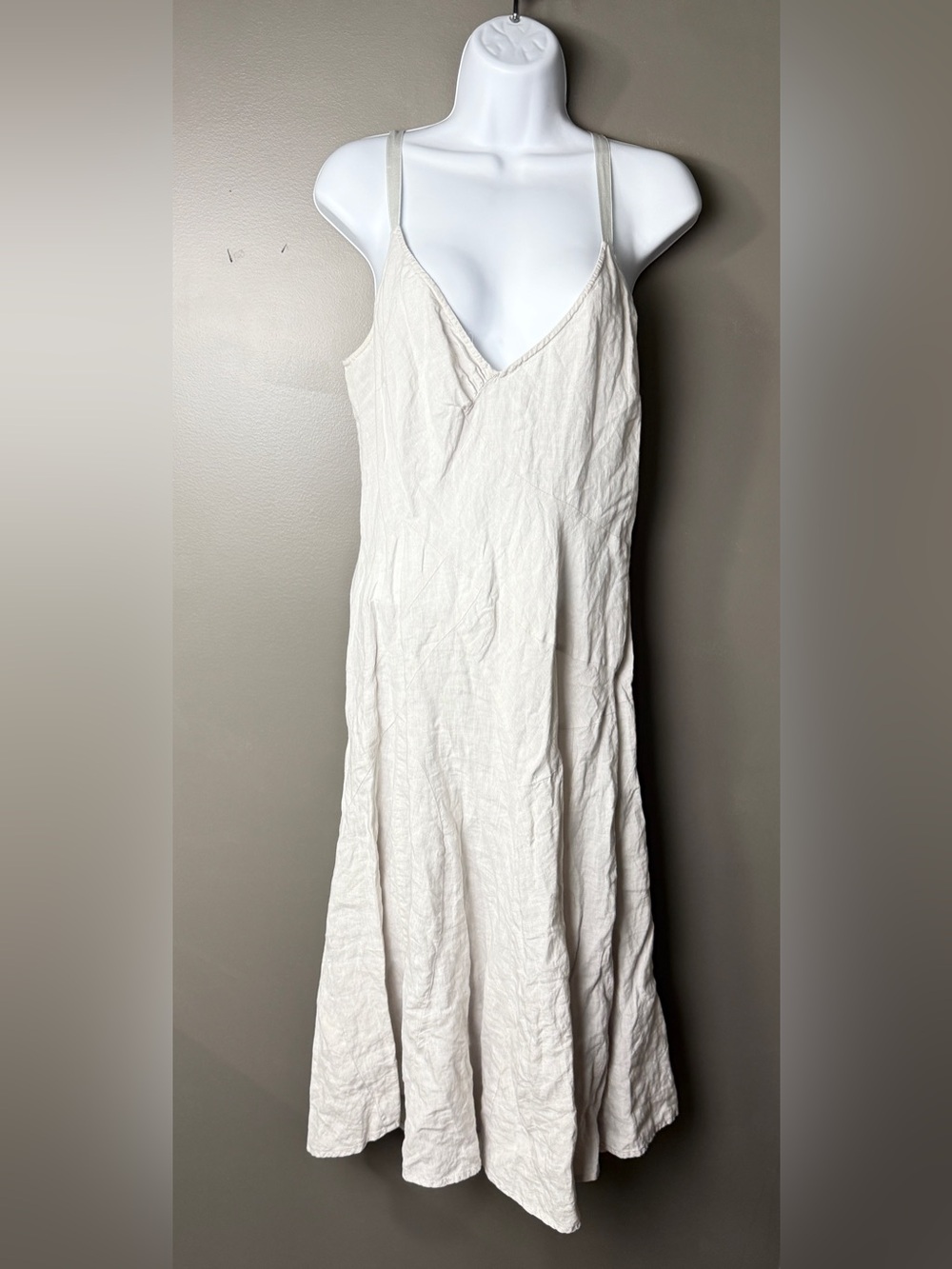 Nicole Farhi White 100% Linen Sleeveless Asymmetrical Dress Patchwork USA 10